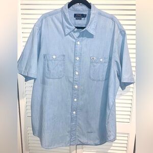 Polo Ralph Lauren Men’s Indigo Chambray Shirt Sleeve button down shirt XXL